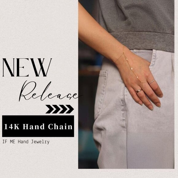 Gold Hand Chain Bracelets for Women 14k Gold Plated Adjustable 2 Pcs - Picture 8 of 9